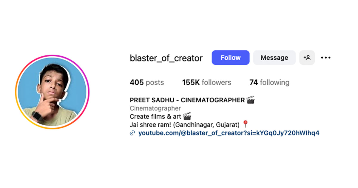Discover the journey of Preet Sadhu, the youngest cinematographer from Gandhinagar, Gujarat, who edits on a Samsung S21 FE and creates stunning content for 155K+ Instagram followers.